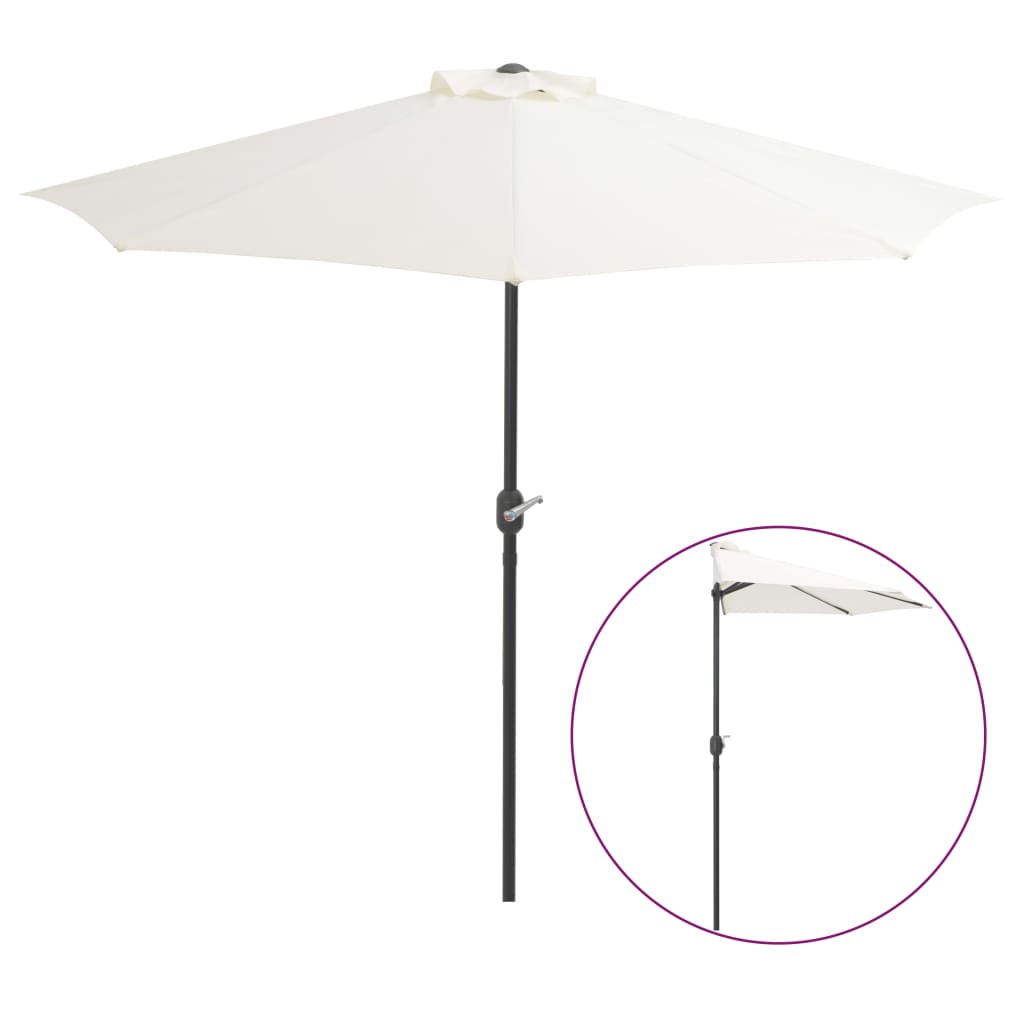 Half Umbrella with Aluminium Pole Sand 270x135 cm